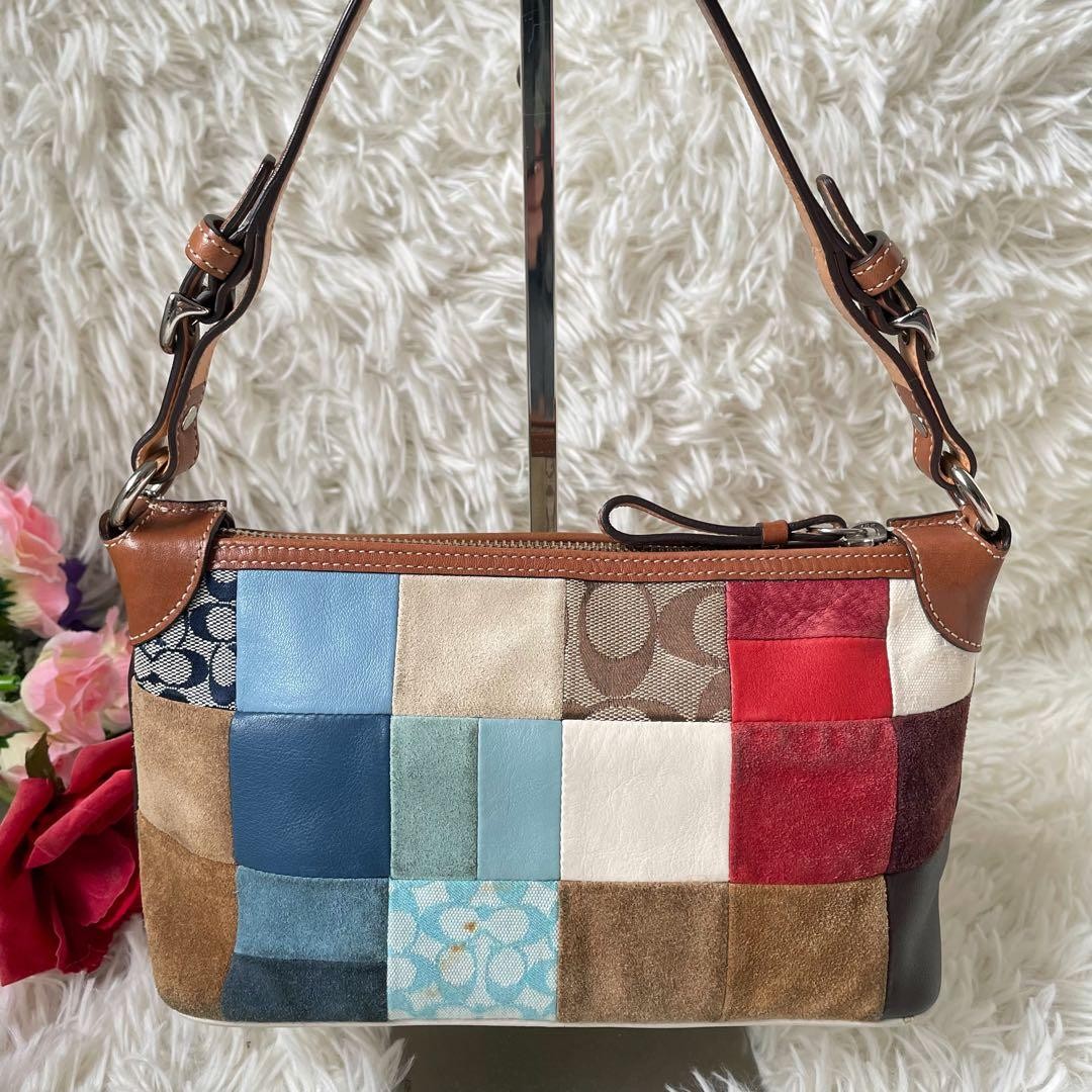 COACH Patchwork Canvas Leather Suede Shoulder Acc… - image 9