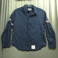 Thom Browne New York Navy Blue Nylon Armband Shirt Jacket Size 3 Large