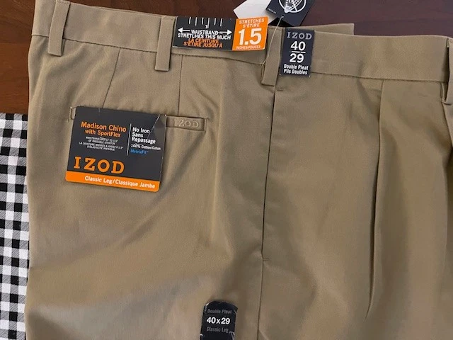 Pantalón chino Izod Madison para hombre talla 40/29 (dos artículos) Foto 4 de 4