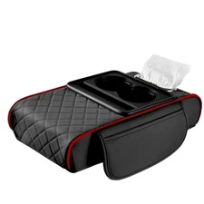 Car Armrest Cushion Center Console Cover with Cup Holder&Tissue Box&Phone Holder