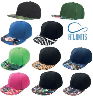 Herren Rap Mütze Atlantis Snap Colour Rapper Flat Visier Cap Mütze
