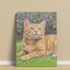 Orange Tabby Cat Grass Apartment Decoration Wall Art Canvas Painting
