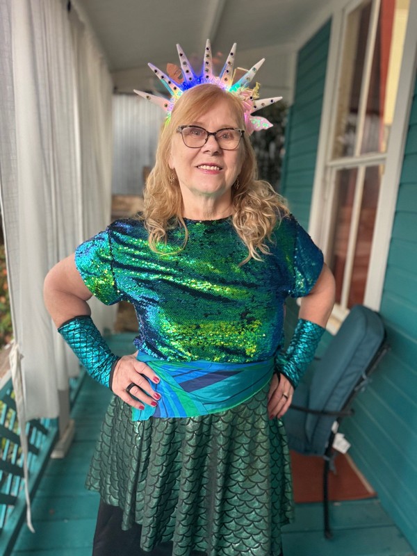 Dark Sea Siren Mermaid Women Outfit Costume Sz XL Sequins Vintage Belt Skirt Top