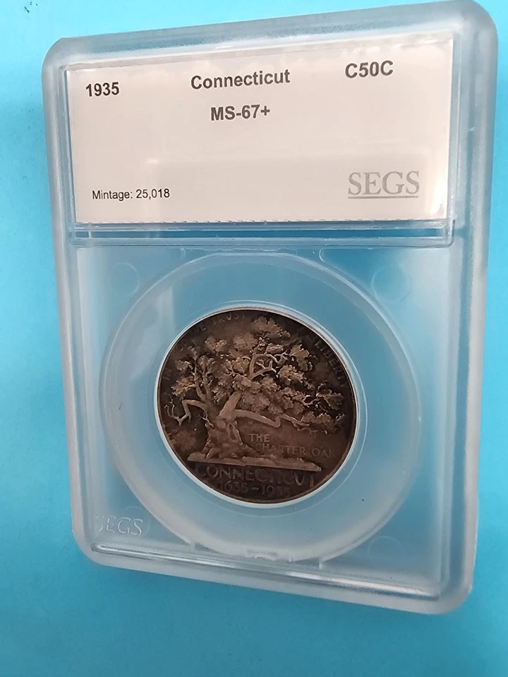 1935 Connecticut Commemorative Half Dollar SEGS  - Image 2 of 4