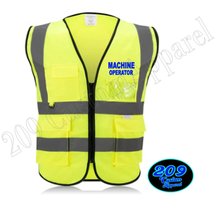 Chaleco de Seguridad de Alta Visibilidad OPERADOR DE MÁQUINA Tiras Reflectantes Cremallera Bolsillos Frontales Foto 3 de 4