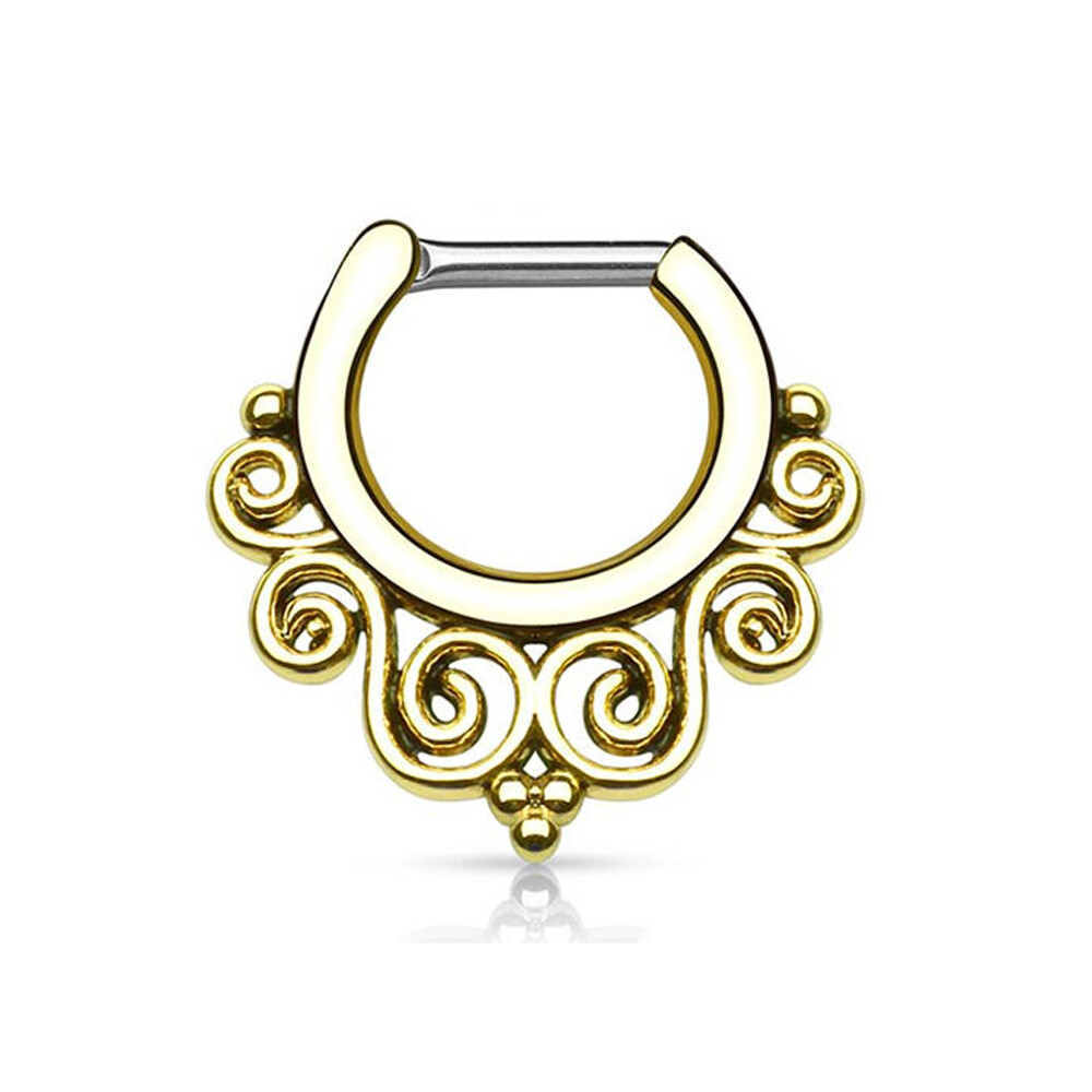 14GA or 16GA Septum Clicker Ring Tribal Swirls 4 Colors Options Septum Piercings
