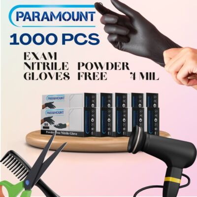 PARAMOUNT  Black Exam Nitrile Gloves Powder Free 4mil Tattoo Gloves 1000 PCS