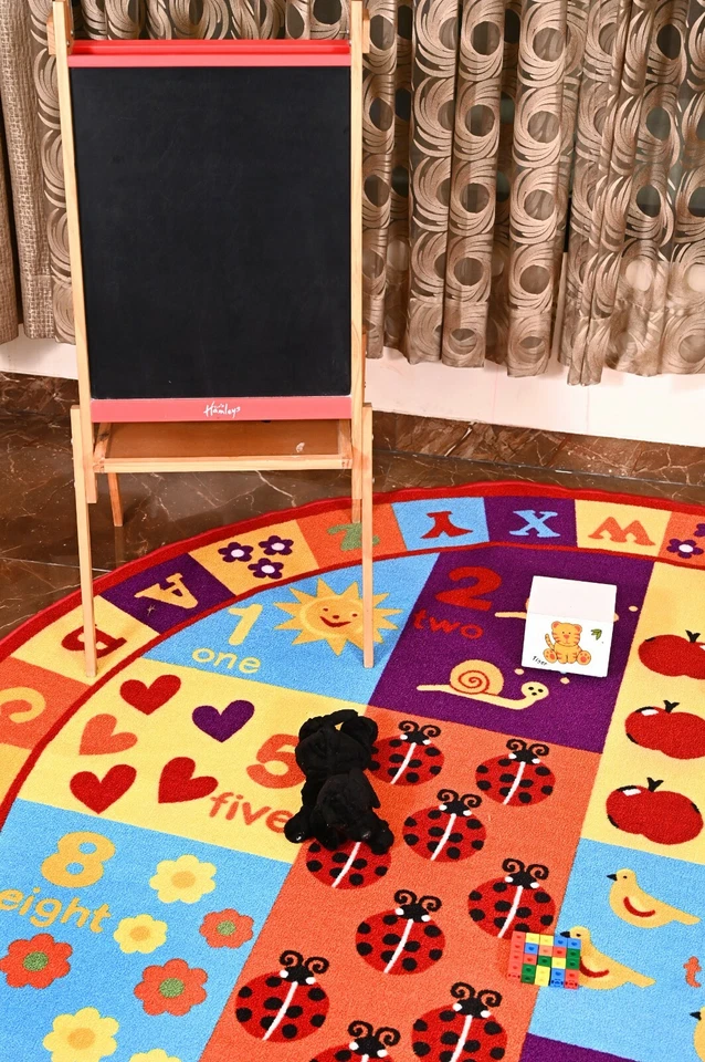 Kids ABC Educational Alphabet Letter Numbers Anti Skid Round Area Rug - 740 - Image 2 of 4