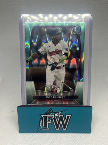 2023 Bowman Chrome Jose Ramirez Aqua RayWave Refractor #100 #'d/199 Guardians - Bild 1 von 2