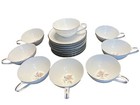 Vtg NORITAKE Margot 8 CUP & SAUCER Sets Japan 5605 Porcelain White Rose Silver — photo 1