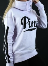 Victoria's Secret PINK High Neck Pullover Logo Fleece Cowl Sweatshirt