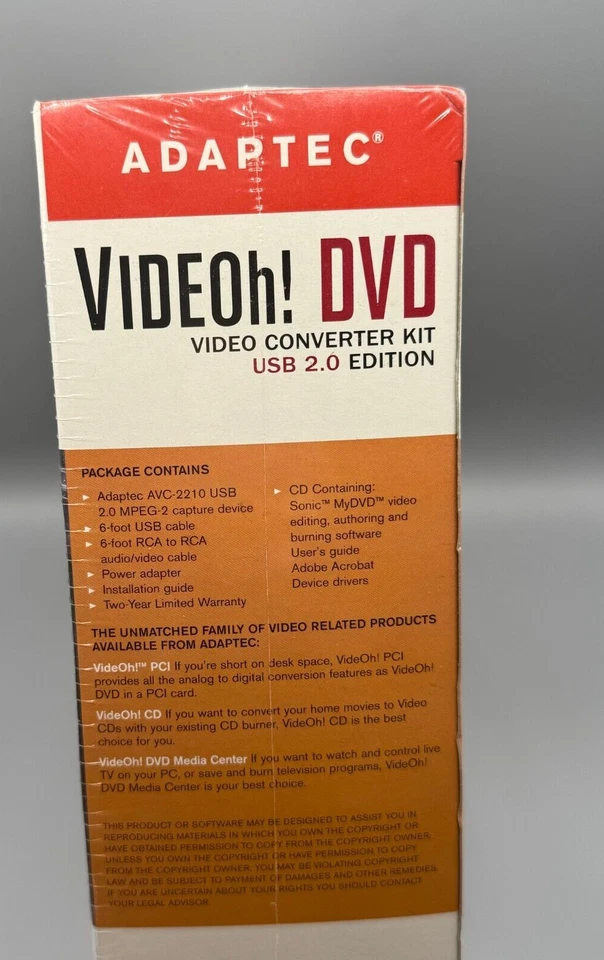 Genuine Adaptec Videoh! DVD (AVC-2210) Video Converter Kit USB 2 Edition Sealed - Image 3 of 4