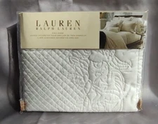 Ralph Lauren - Whitehall Quilt King Sham ( 20" x 36") - Cream - 100% Silk - NIP