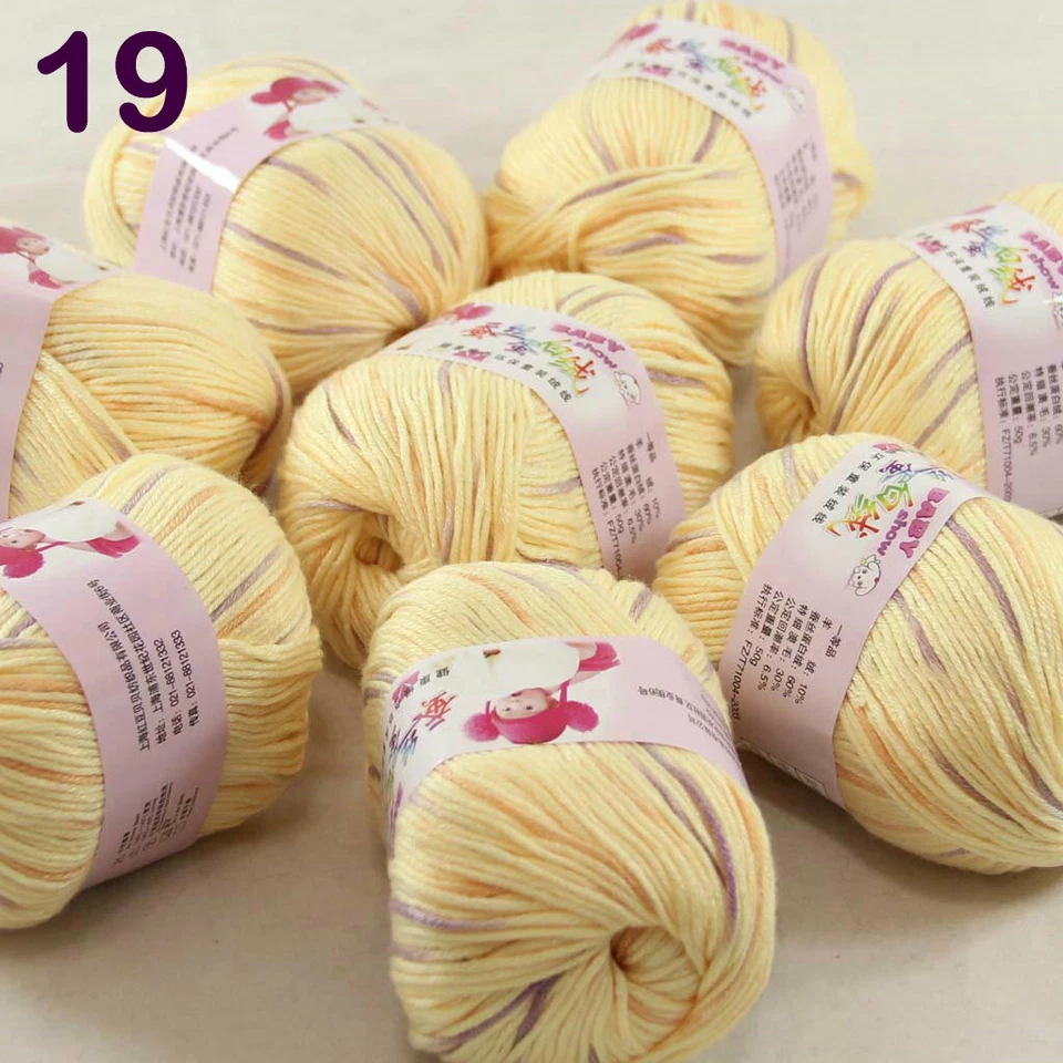 Sale 8 Skeinsx50g Cashmere Silk Wool Children Hand Knit Blankets Crochet Yarn 19