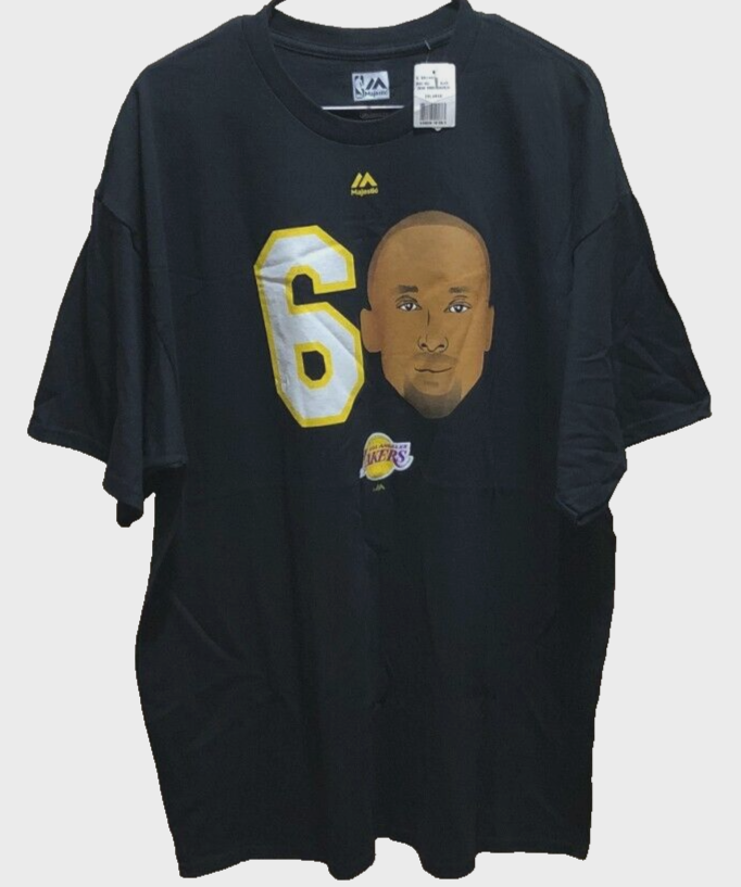 Kobe Bryant 6 L.A. Lakers Mamba Vintage90s Majestic NBA Black T-Shirt 2XL New