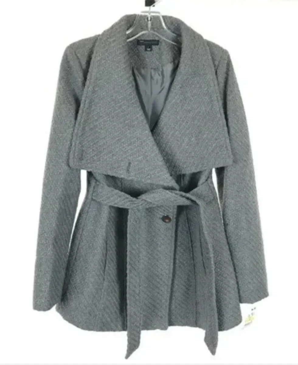 Womens grey wrap coat cheap