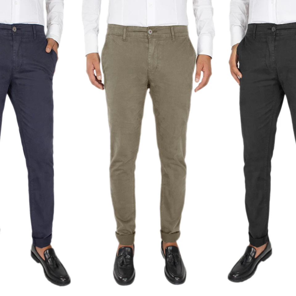 Pantalone Uomo Invernale Chino Jeans Elasticizzato Slim Casual Elegante VEQUE - Immagine 3 di 4