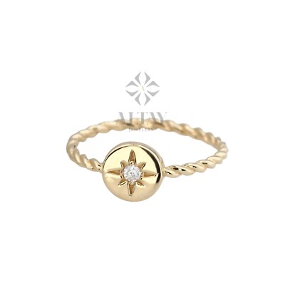 14K Gold Nordstern Ring, Gold Polarstern Band, Gold cz Diamant Sternring