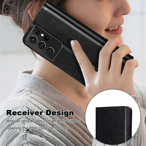 For Samsung Galaxy S21 Ultra Plus Case Leather Wallet Flip Stand Cover Accessory - 第 8/30 張圖片