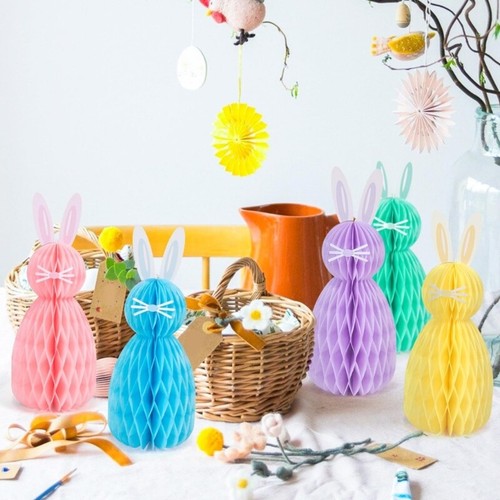 5pcs Easters Rabbit Honeycomb Decorations for Festival Table and Room Decoration - Picture 6 of 8