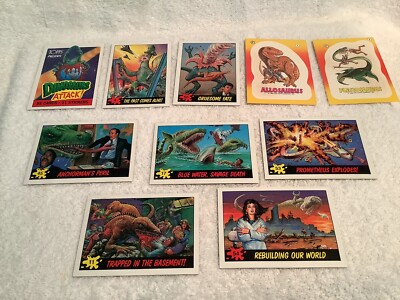 1988 Dinosaurs Attack! Topps 8 Cards With 2 Stickers- Partial Set