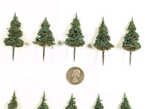 10 pcs ELK RIVER 2" Model Trees BLUE SPRUCE Hand-Painted 15mm 28mm Scenery - Picture 8 of 15