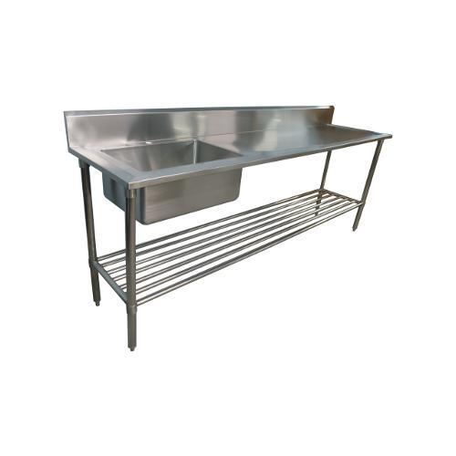 600x2400mm NEW COMMERCIAL SINGLE BOWL KITCHEN SINK #304 STAINLESS STEEL BENCH E0 - Picture 3 of 12