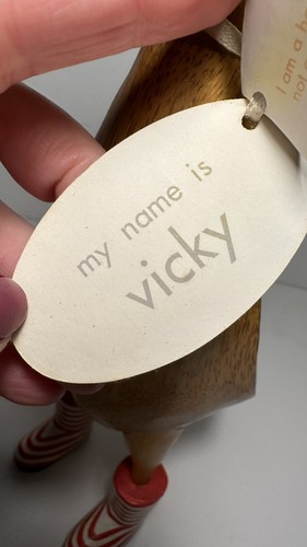 DCUK Wooden Carved Runner Duck in Red Striped Wellies Named ‘Vicky’ - Picture 8 of 9