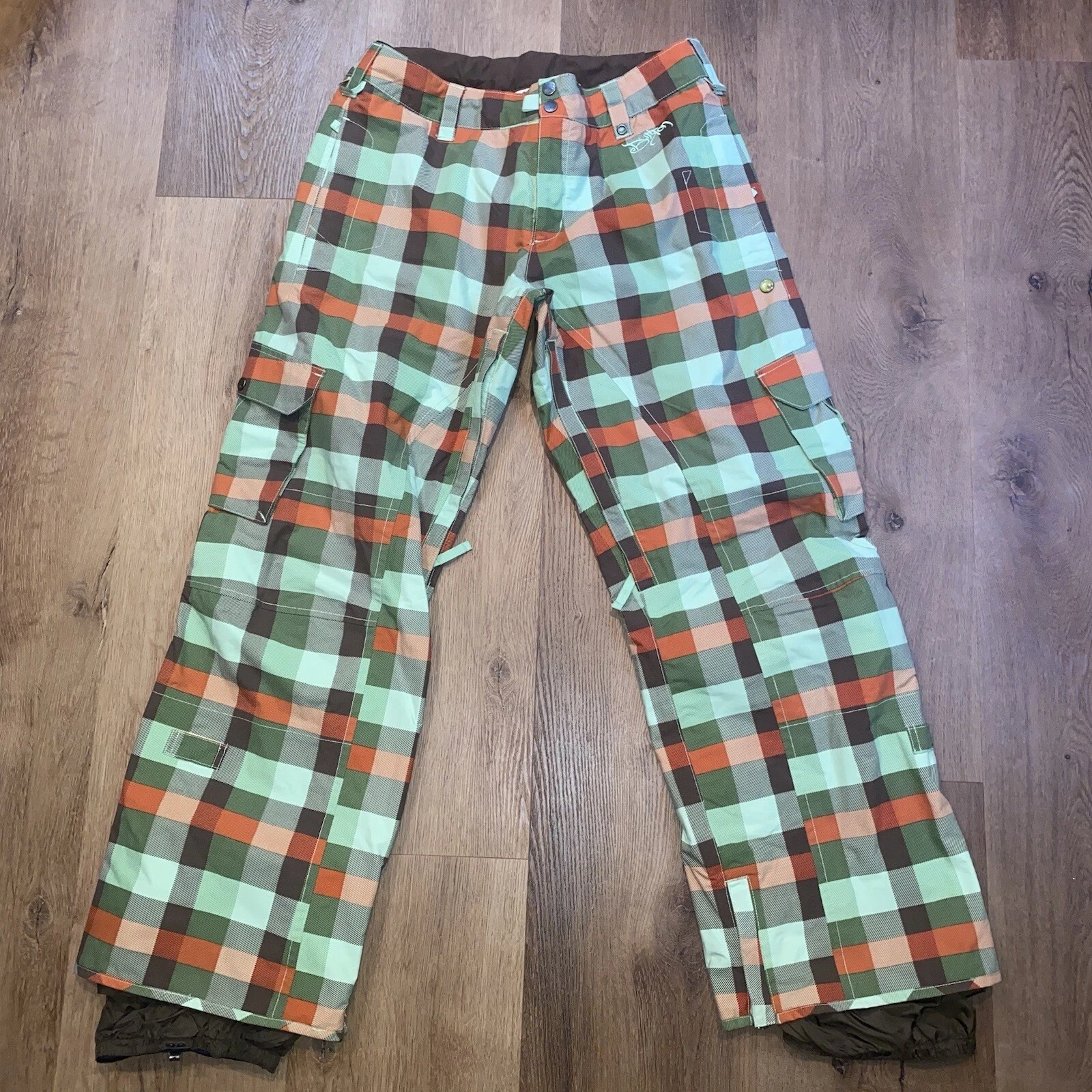 burton snowboard stow cargo dryride ski snow suit shell plaid pants