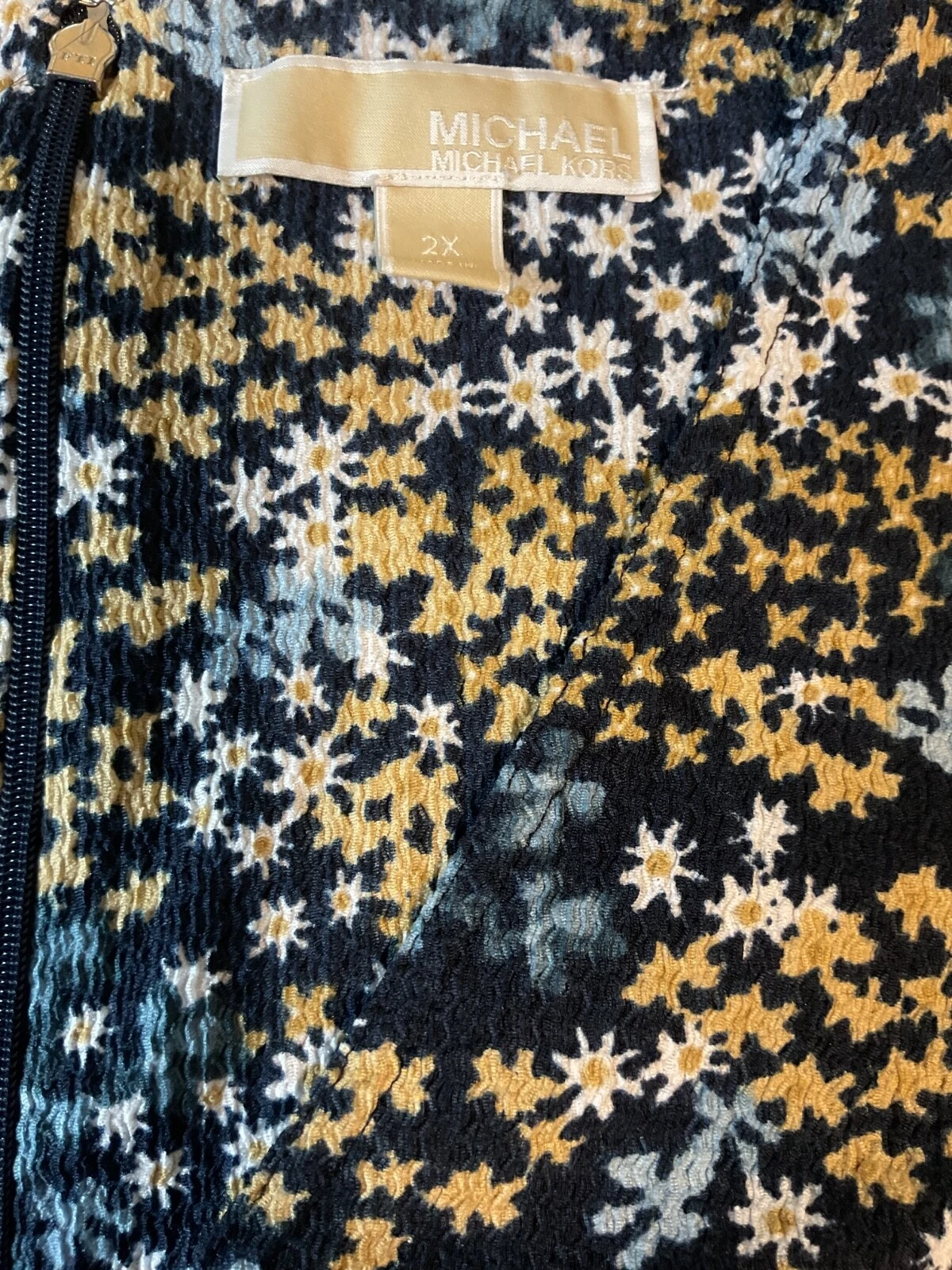 Michael Kors Abito Midi Donna Più 2X Manica Corta Blu Multicolore Floreale