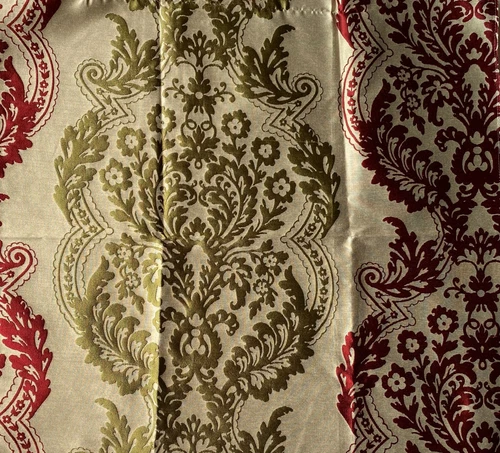 Mulberry  Home Staveley  Damask  Ruby &Gold and Red Fabric Remnant 24 x 24"