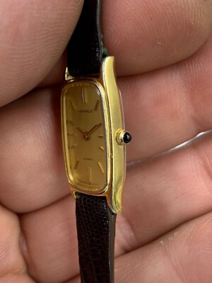 Seiko Lassale Watch 8420-6939 Women's Gold Tone Lizard Band
