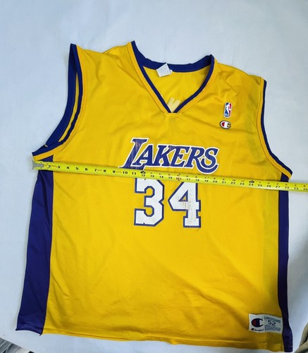 Vtg Shaq O'Neal #34 Champion Los Angeles Lakers NBA Basketball Jersey Sz 52 XXL - Picture 10 of 15