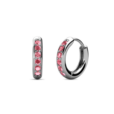 Petite Pink Tourmaline Huggies Womens Hoop Earrings 0.19 ctw 14K Gold JP:36594