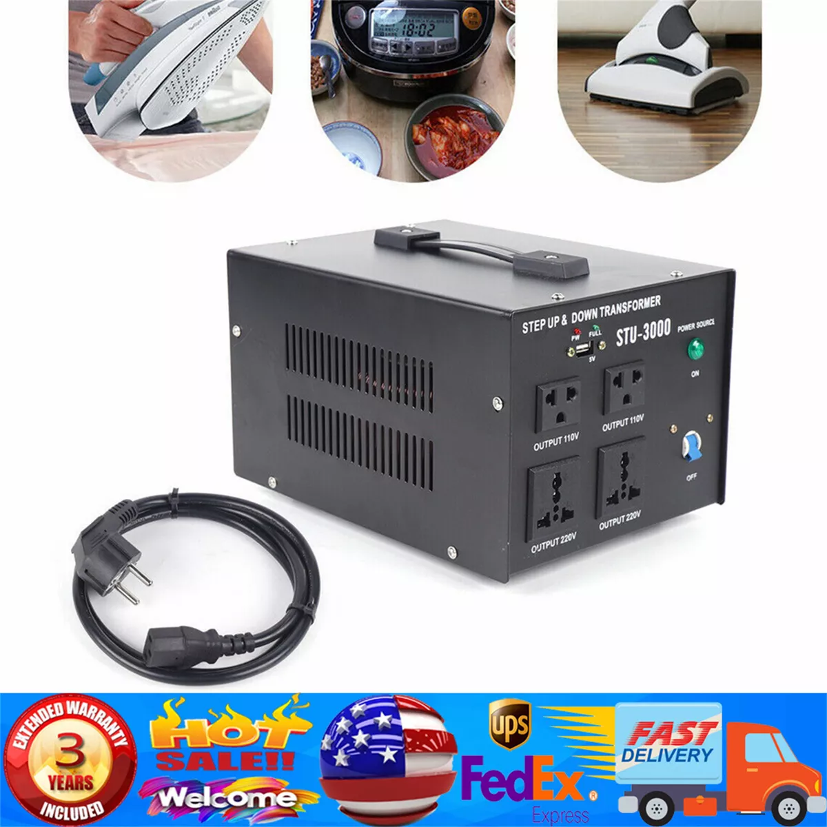3000W Voltage Converter Transformer Heavy Duty Step Up Step Down