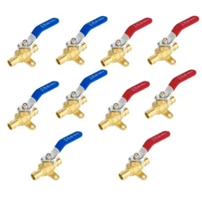 EFIELD 10PC 1/2" PEX-A Expansion Shut-off Brass Ball Valve/Drop-ear, Red, Blue