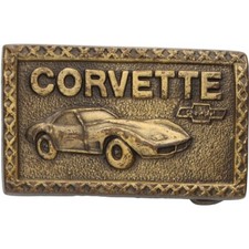 Chevy Chevrolet Corvette Muscle Classic Car Show 2 1970s Vintage Belt Buckle