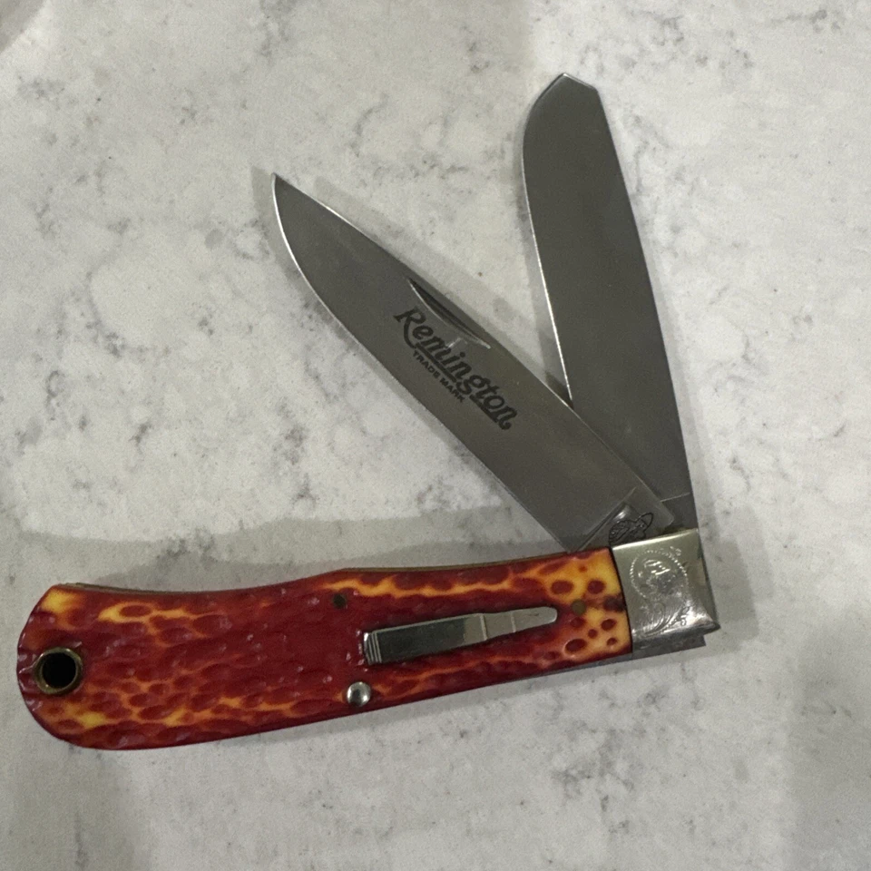 Cuchillo de bolsillo de dos hojas Remington Jumbo R1123 Tang Stamp Derlin 2004 Foto 4 de 4