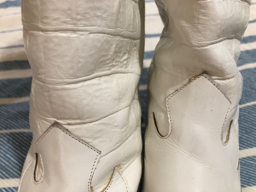 Vintage Charles David Italian Leather Women's Western Boots Size 7 B Ivory Black - Picture 7 of 7