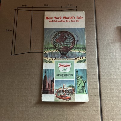 1964 Dinoland Sinclair New York World's Fair Road Map Eastern US vintage old