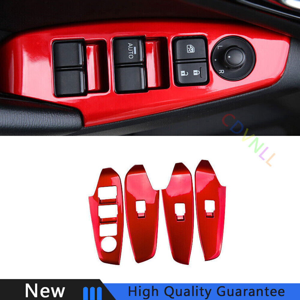 Fit For Mazda 3 Axela 2014-2019 Bright Red Car Window Lock Lift Panel Frame Trim