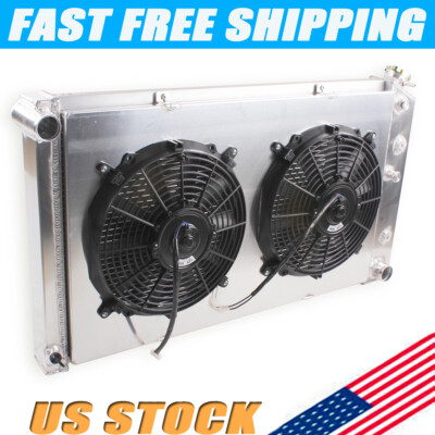3-Row Aluminum Radiator W/ Shroud & Fans For 1968-72 Chevelle GTO Cutlass Lemans