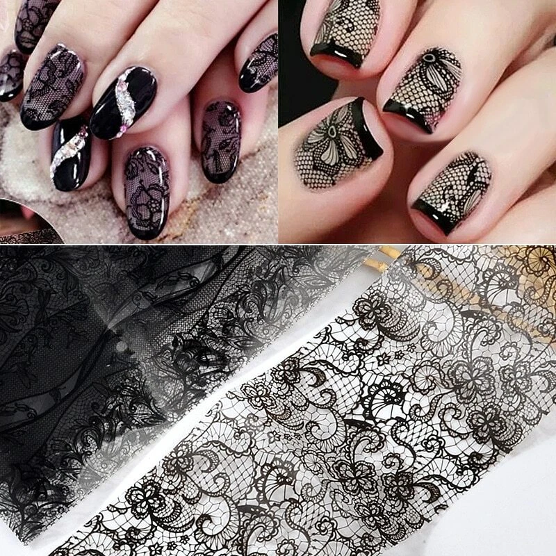 10 Pcs/Set 3D Lace Nail Stickers DIY Design Nails Art Decorations Decals  Tool