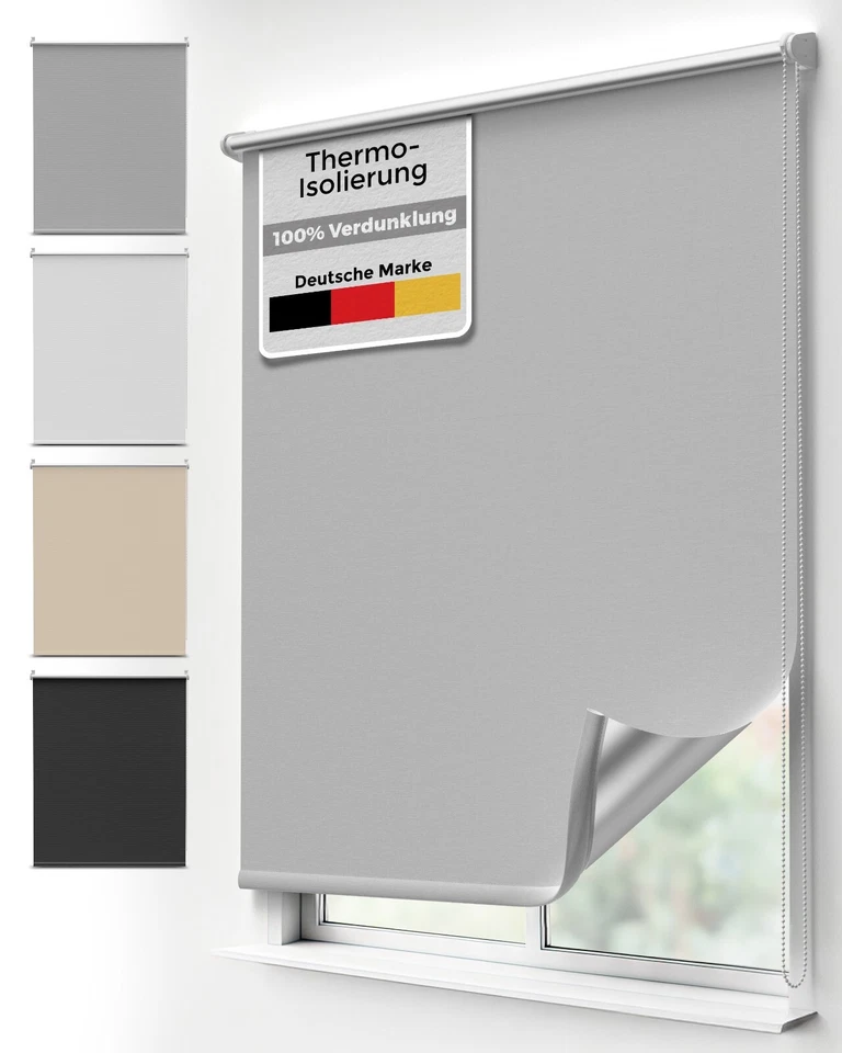 Klemm Rollo Verdunklungsrollo ohne Bohren Fenster Jalousie Thermo Klemmrollo fix - Bild 1 von 4