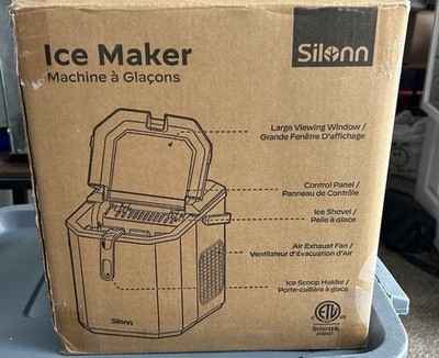 Silonn SLIM  Countertop Ice Cubemaker 9 Cubes 2 Sizes 26lbs Black Slim21b