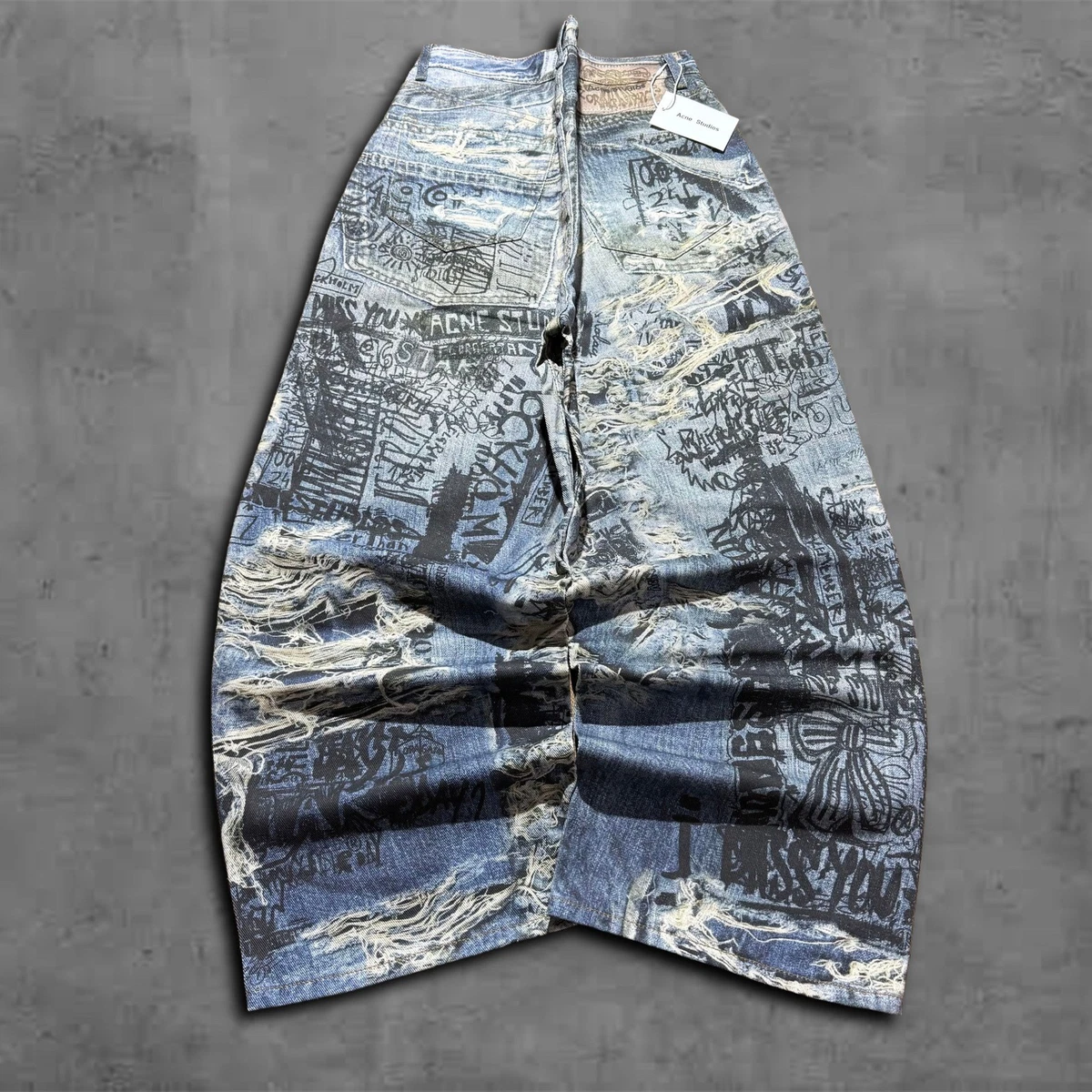 Modern Baggy Wide Leg Acne Studios Graffiti Grunge Y2k Jeans | eBay