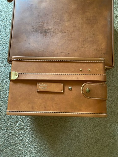 Vintage Hartmann Luggage Set Of 2 Belted Brown Leather Paisley Lined 24” + 20” - Picture 6 of 21
