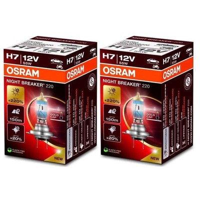 2x OSRAM NIGHT BREAKER 220 H7 12V 55W PX26d +220% heller