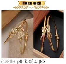 Indian Adjustable Golden Bridal Bangles Set 4 Pcs Women Wedding Jewelry