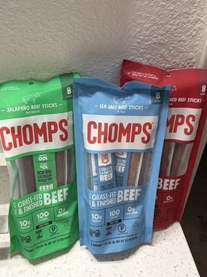 Lot Of 3 Bags Of Chomps Beef Sticks - Different Flavors - Brand New